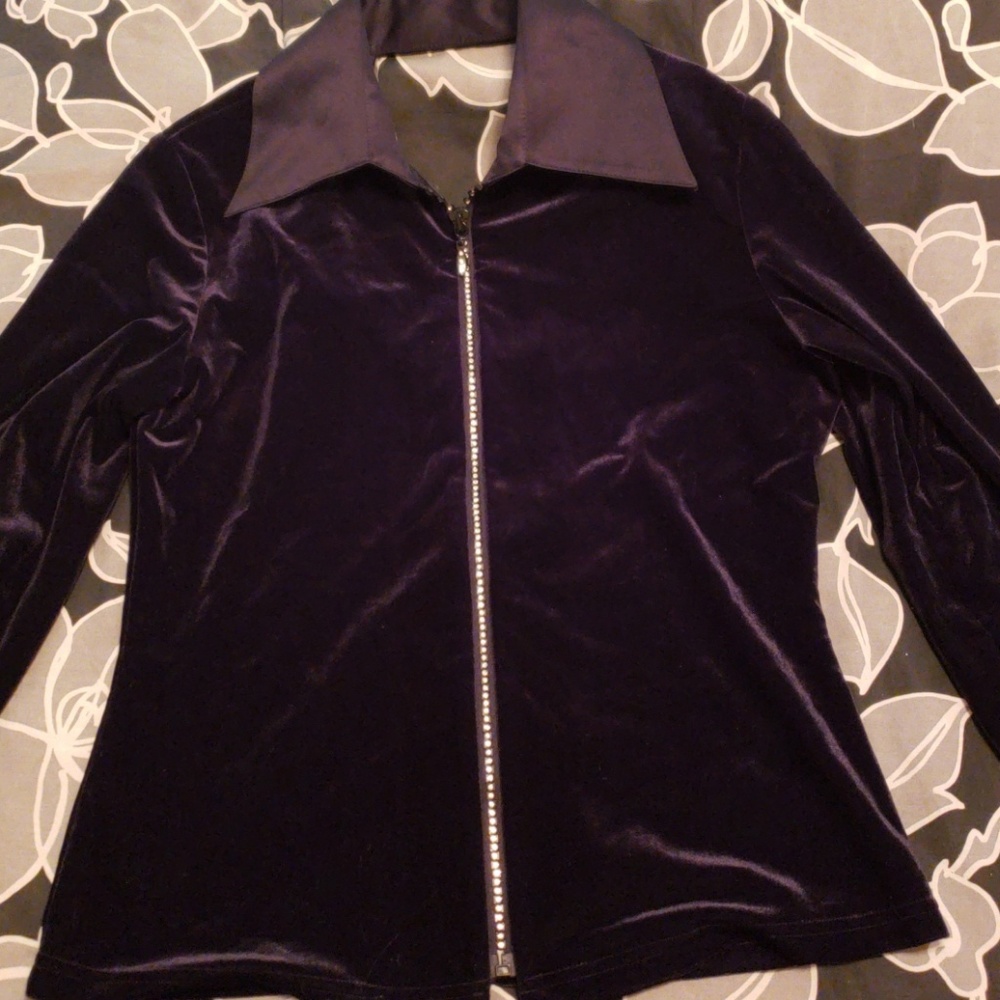Beautiful black velvet and rhinestone shirt, NWOT